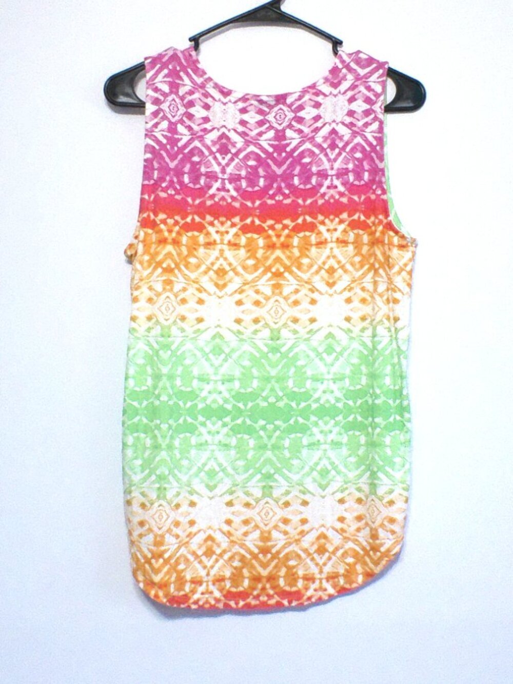 Cupio Women’s Sleeveless Top XL Multicolor Tie Dye High Low Stretch Tank Blouse - Picture 4 of 4